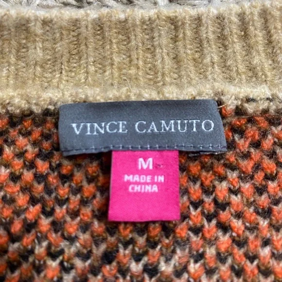 Vince Camuto Tan and Black Cat Pattern Sweater - Picture 3 of 3
